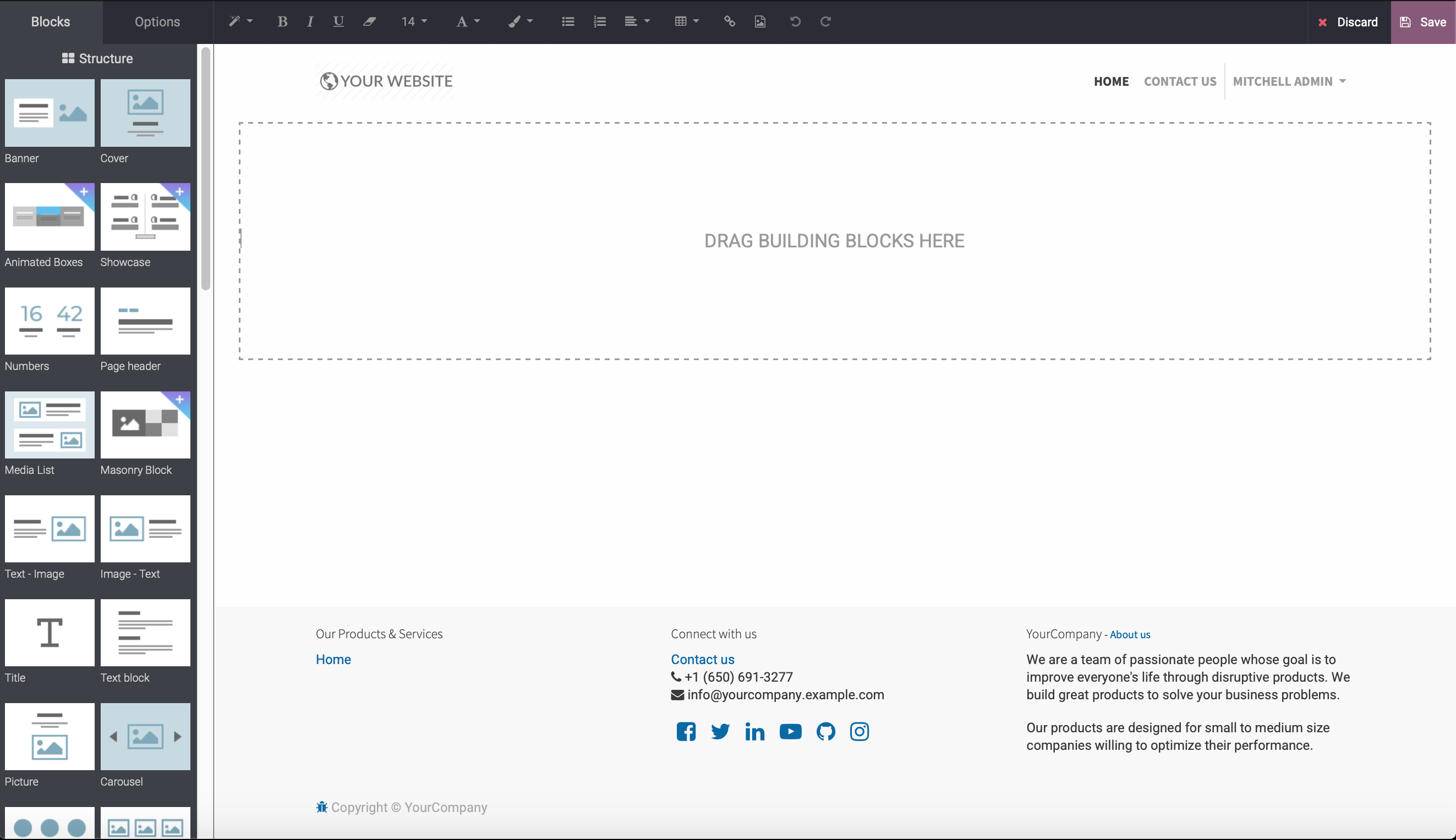 Odoo • Text and Image