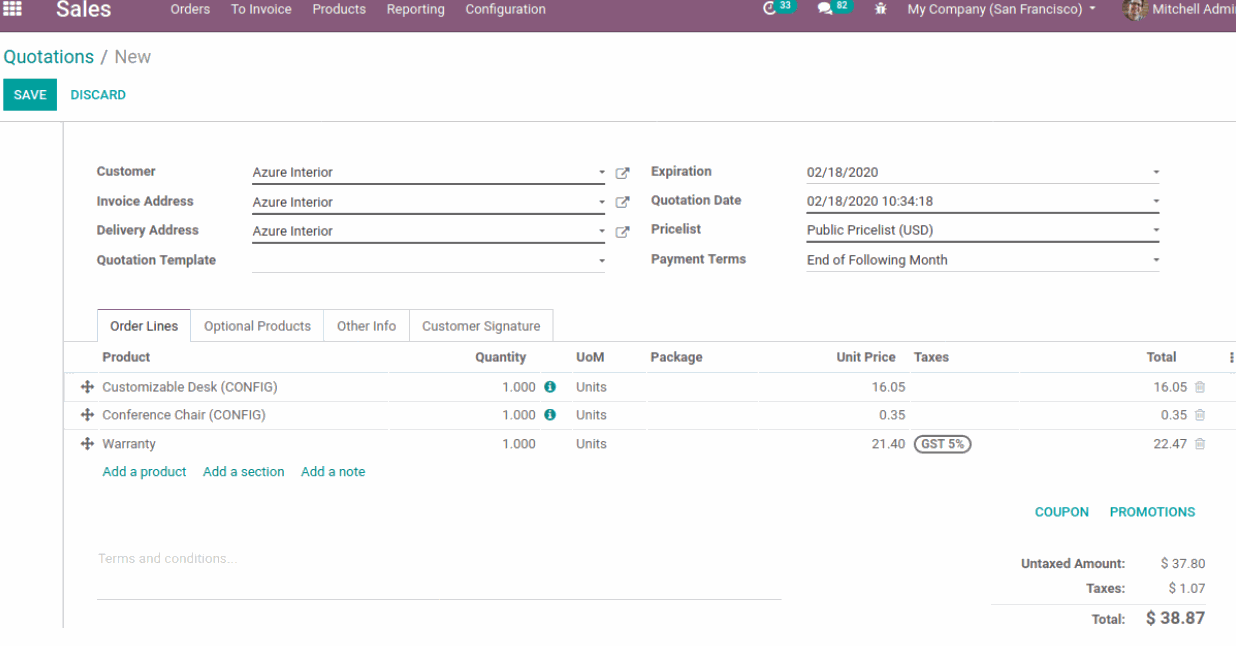 Odoo • Text and Image